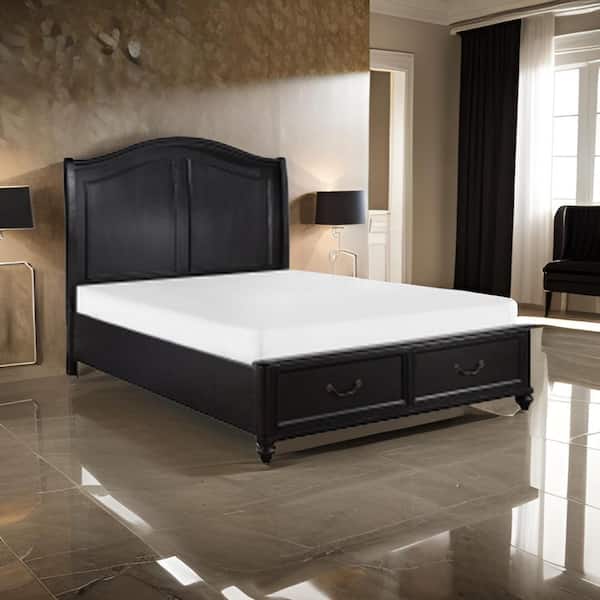 Benjara Vix Black and Pewter Wood Frame Queen Size Platform Bed