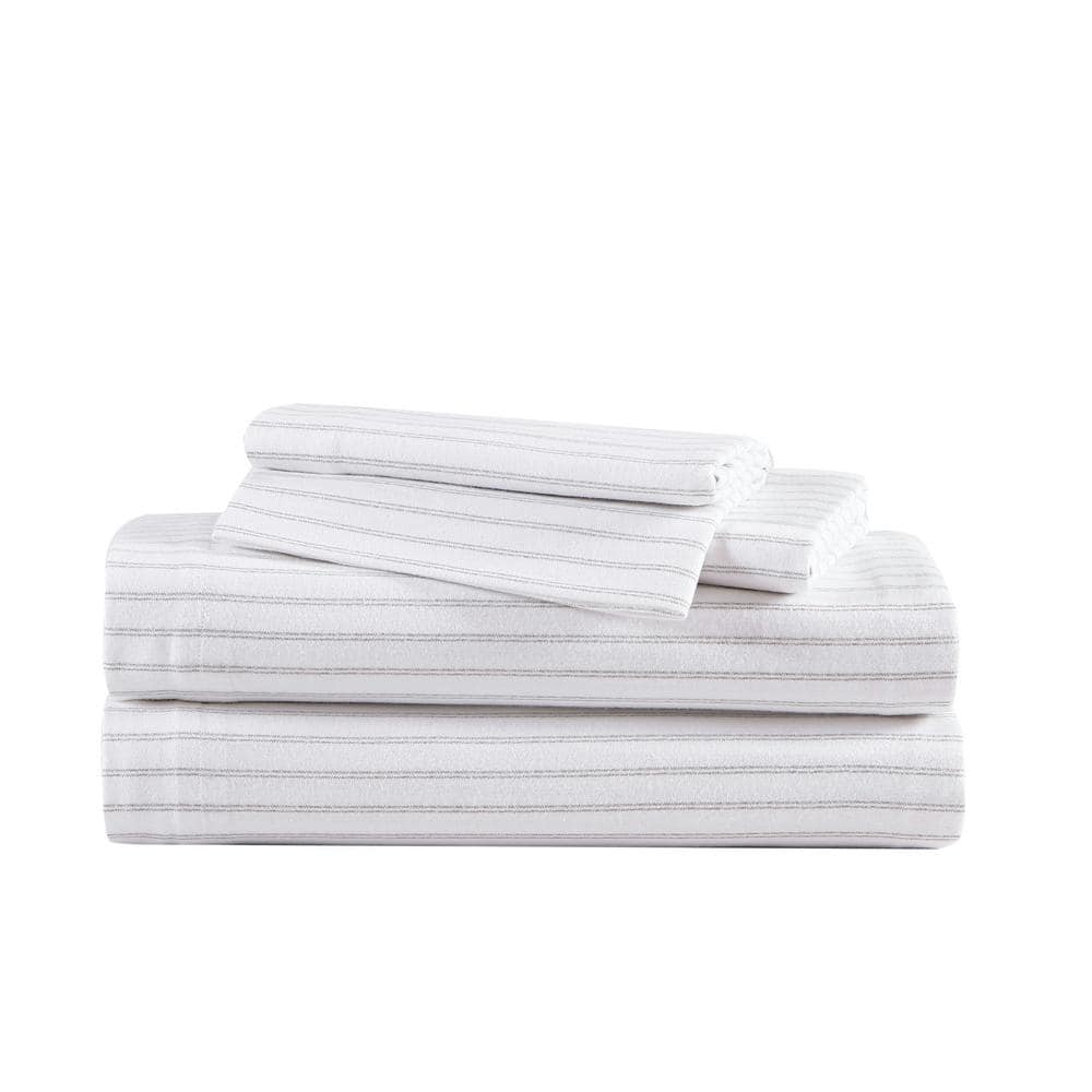Trail Stripe 4-Piece Gray Cotton Flannel Full Sheet Set price history on PriceWatchPro