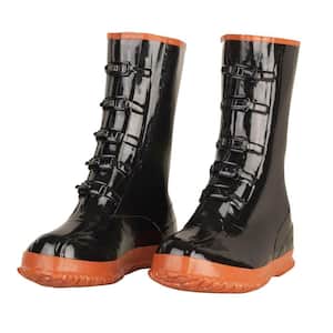 Men Size 15 Black Heavy Duty PVC 5 Buckle Boots