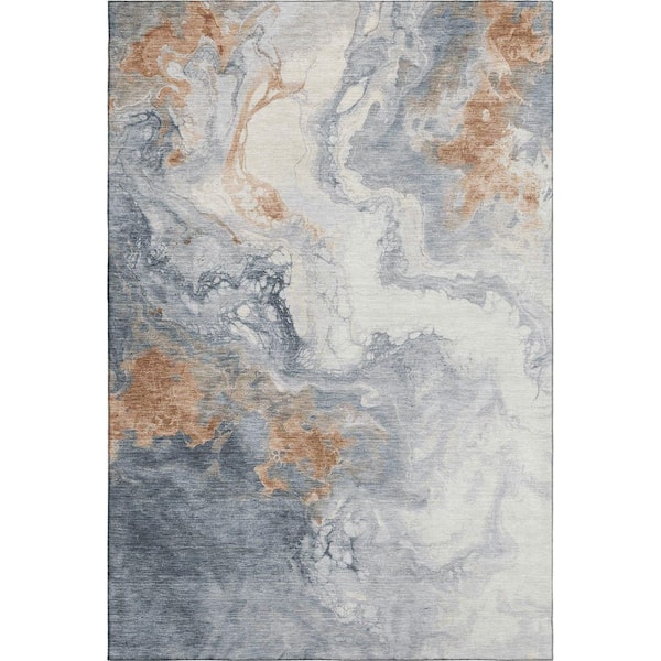 Mayfield Premium Machine Washable Abstract AMF1841 Gray 8 ft. x 10 ft. Area Rug