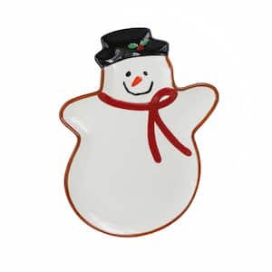 Winterfest Snowman Red/White Ceramic Large Tray