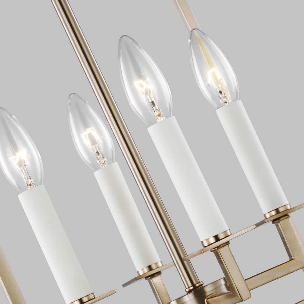 Satin Brass Transitional 4-Light Island Pendant with Clear Silver Wire