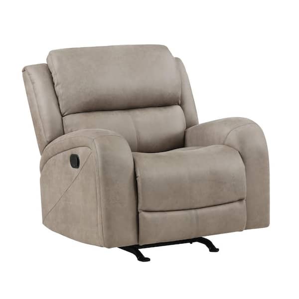 Benjara Brown Microfiber Manual Recliner Rocker with Tufted Back