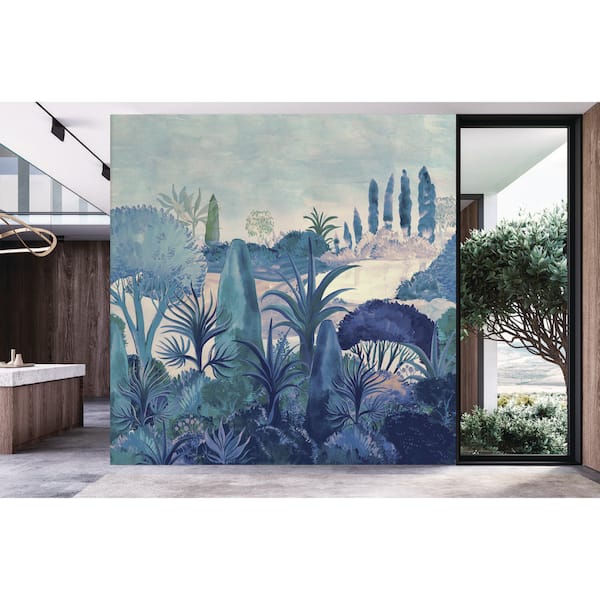Twilight Blue Lilac Botanical Landscape Print Non Woven Non-Pasted Textured Wallpaper 102 sq. ft.