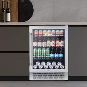 Black Beverage & Wine Cooler, 154 Cans Capacity Beverage Refrigerator, Tempered Glass Door, 22.6 in. Width