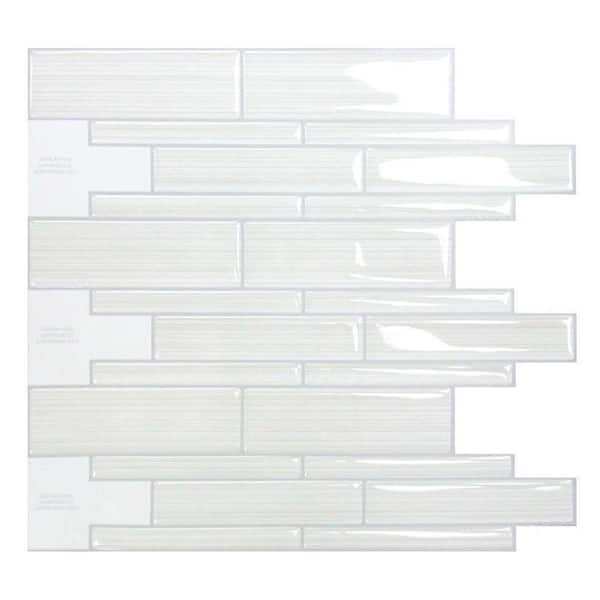 smart tiles Infinity Blanco 10.51 in. W x 9.71 in. Vinyl H Peel and Stick Decorative Mosaic Wall Tile Backsplash (6-Pack)