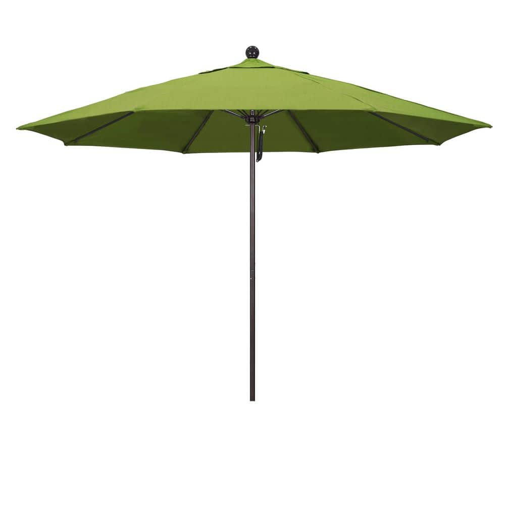 11 ft. Bronze Aluminum Market Patio Umbrella with Fiberglass Ribs Pulley Lift in Macaw Sunbrella price history on PriceWatchPro
