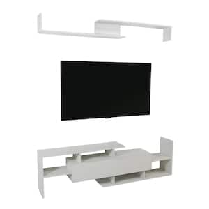 Surrey Modern White TV Stand with MDF Shelves and Bookcase