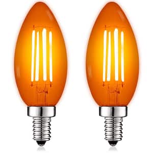 40-Watt Equivalent LED Orange Light Bulb, 4.5-Watt, Colored Glass Candelabra Bulb, UL Listed, E12 Base (2-Pack)