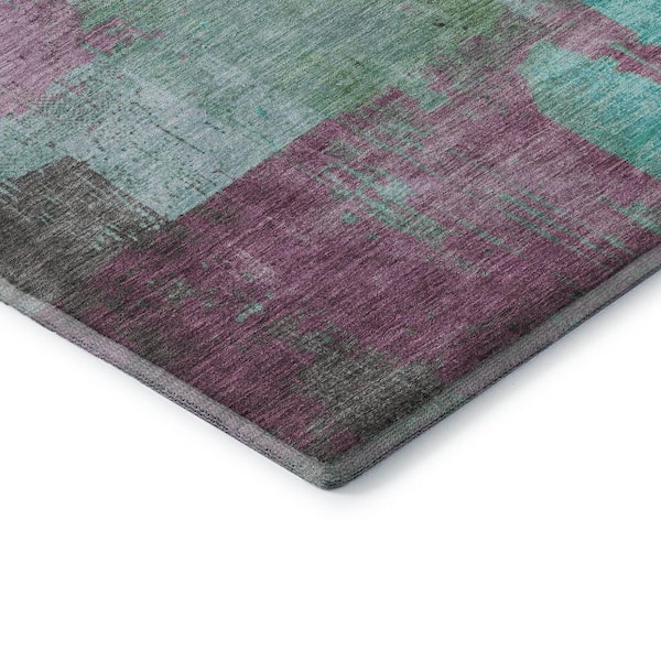Mayfield Premium Machine Washable Abstract AMF1779 Teal 2 ft. x 3 ft. Area Rug