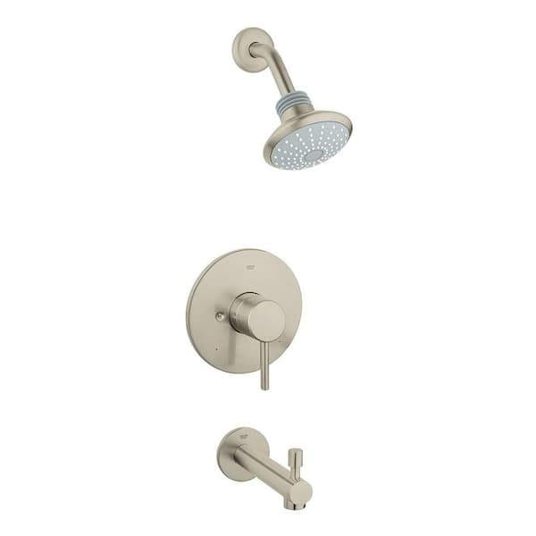 GROHE Concetto 1-Handle Bathtub and Shower Faucet Trim Kit in Brushed Nickel Infinity (Valve Not Included)