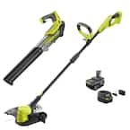 ONE+ 18V Cordless Battery String Trimmer/Edger and Jet Fan Blower Combo Kit with 4.0 Ah Battery and Charger