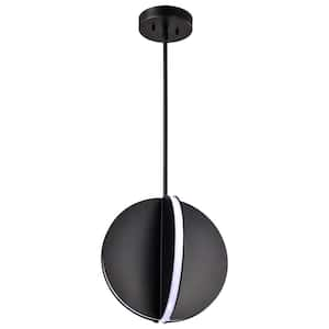 Blaine 30-Watt 1-Light Matte Black Integrated LED Pendant Light with White Acrylic Shade