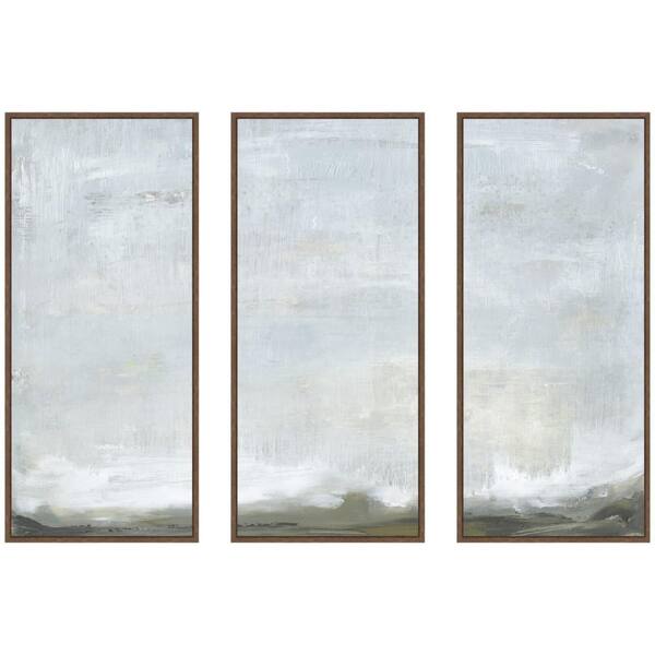 3 Piece Sylvie "Blue Abstract Landscape Panel" by Naomi Hink NLS Design Abstract Framed Art Print Set 40 in. x 18 in.
