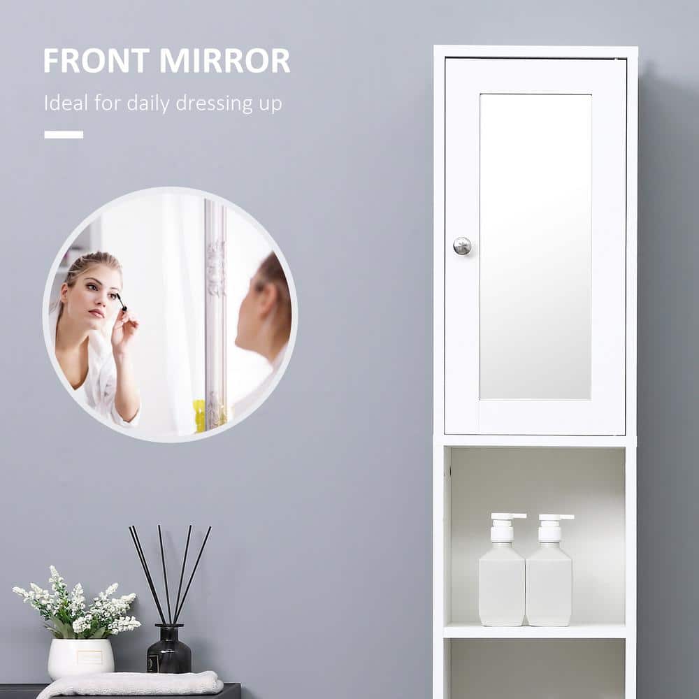 White Tall Minimalist Storage Cabinet with Adjustable Shelving