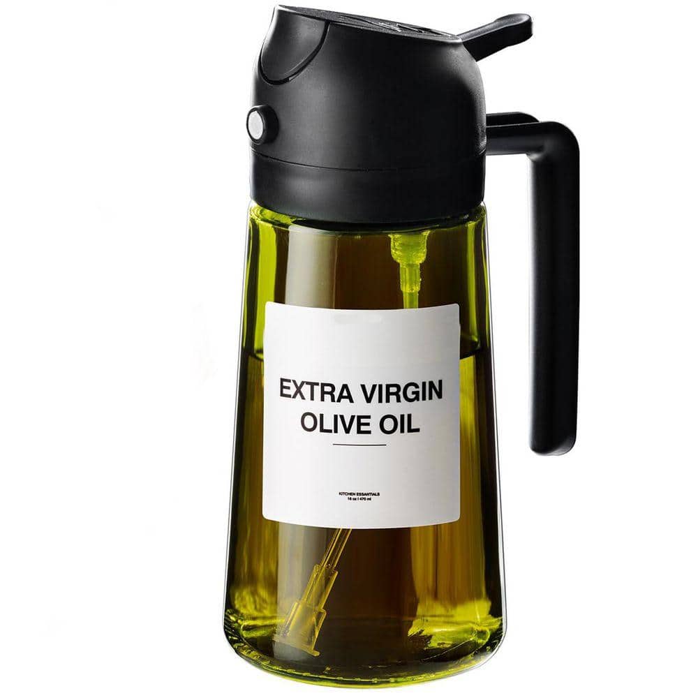 JFVKAF 16 oz./470ml Glass Black Olive Oil Dispenser Bottle Non