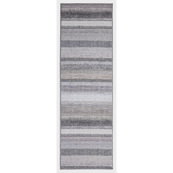 Concord Global Trading Eden Collection Florence Brown 3 ft. x 9 ft. Machine Washable Stripe Indoor Area Rug