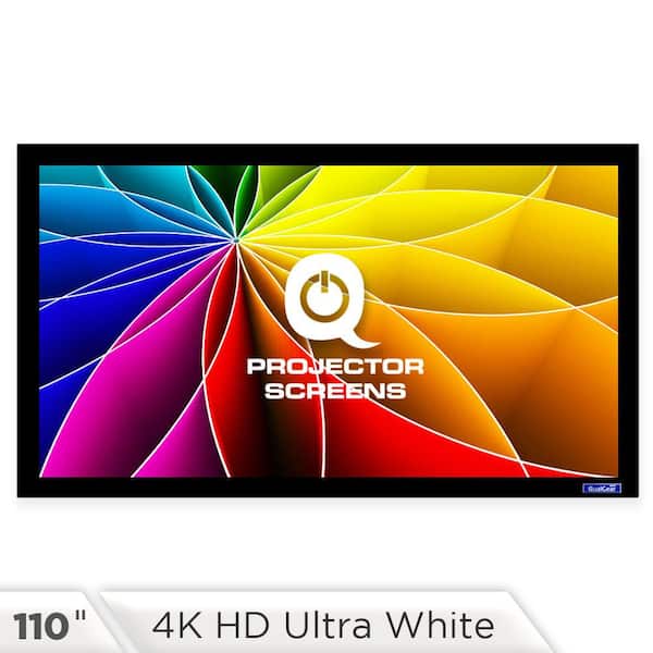 QualGear Fixed Frame Projector Screen - 16:9, 110 in. 4K HD Ultra White 1.2 Gain