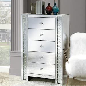 Nysa Mirrored And Faux Crystals 26 in. H Storage Cabinet with Drawers