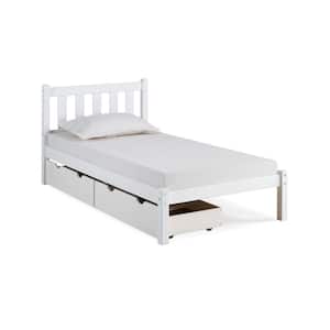 Poppy White Twin Bed with Storage Drawers