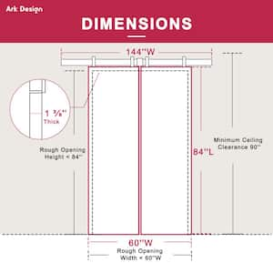 60 in. x 84 in. White Finished Solid Core MDF Herringbone Shape Sliding Barn Door Slab with Hardware Kit and Soft Close