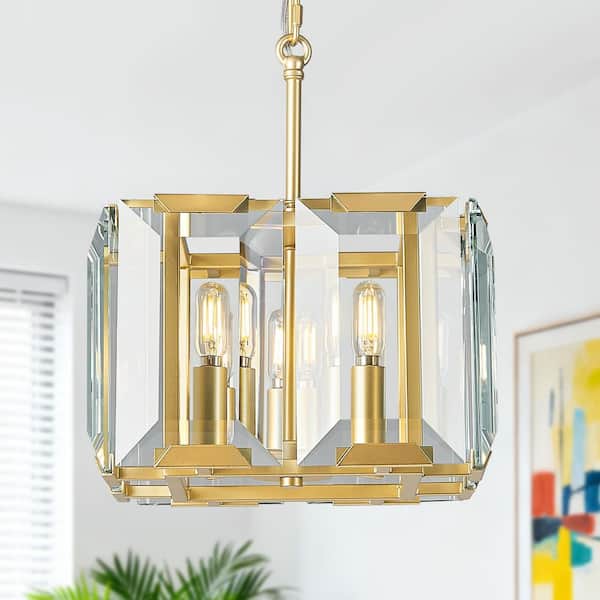 Chapado en Laton ゴールド　D ZHLWIN Home Lighting 13.77 in. 4-Light Gold Modern Rectangle