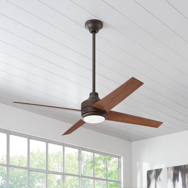 52" 56'' Indoor Ceiling Fan with LED Light Remote Control Nickel Bronze finish 