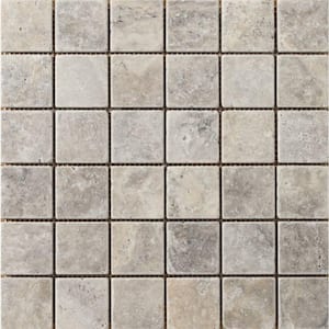 Trav Ancient Tumbled Silver 12 in. x 12 in. x 10 mm Mesh-Mounted Mosaic Floor and Wall Tile (1 sq. ft.)