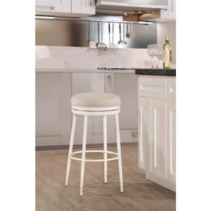 Aubrie Off-White Swivel Backless Bar Stool