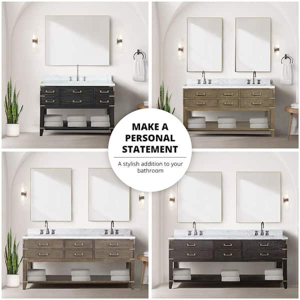 Lexora Irvington 80 in W x 22 in D Brown Oak Double Bath