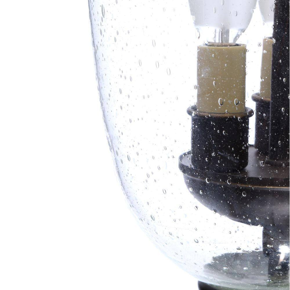 Antique Bronze Seeded Glass 3-Light Pendant