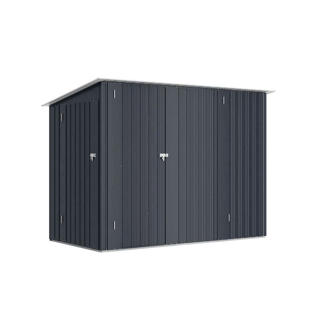 Zeus & Ruta 7.8 ft. W x 3.8 ft. D Metal Storage Shed with 3-Doors