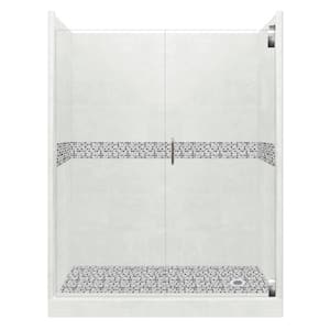 Del Mar Grand Hinged 30 in. x 60 in. x 80 in. Right Drain Alcove Shower Kit in Natural Buff and Chrome Hardware