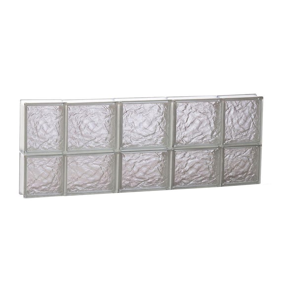 Clearly Secure 34.75 in. x 13.5 in. x 3.125 in. Frameless Ice Pattern Non-Vented Glass Block Window