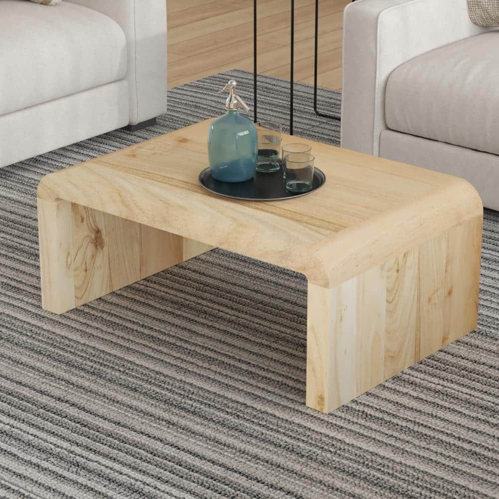 Cascade Natural Acacia Wood Rectangular Waterfall Coffee Table