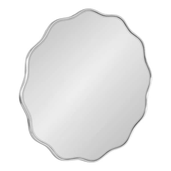 Kate and Laurel Viona 26.00 in. H x 26.00 in. W Scalloped MDF Framed Silver Mirror