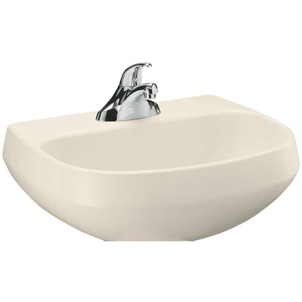KOHLER Wellworth Vitreous China Pedetal Sink Basin in Almond with Overflow Drain