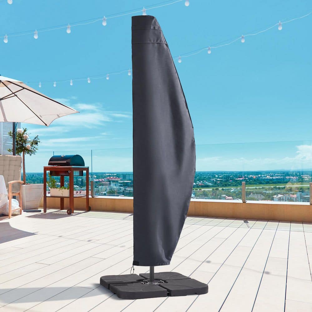 cover for carbrella patio umbrella SANLUCE Umbrella Covers, Patio Outdoor Parasol Offset Hanging Umbrella Cover With Zipper (Fits 9-11 ft.), Gray
