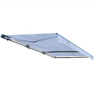 16 x 10 ft. Half Cassette Motorized Retractable LED Luxury Patio Awning - Dark Gray Frame - Silver Gray Fabric