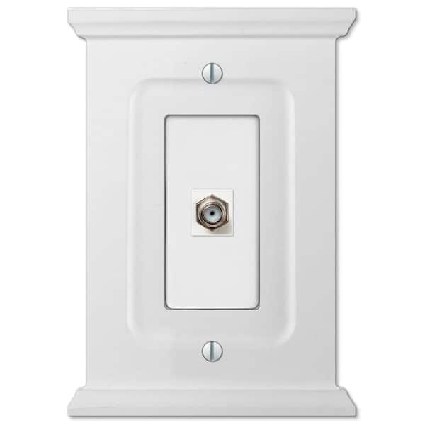AMERELLE Mantel 1 Gang Coax Wood Wall Plate White 178CXW The Home Depot