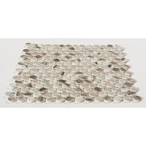 Dexo Noel Gray/Tan/Brown 12-1/8 in. x 12-1/8 in. Penny Round Smooth Glass Mosaic Tile (10.2 sq. ft./Case)