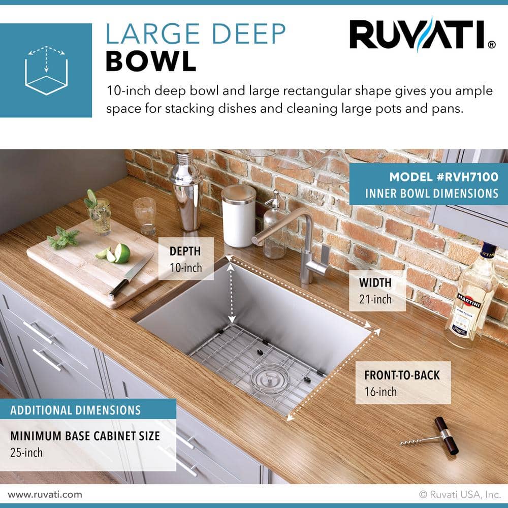 Ruvati 25" Stainless Steel Drop-in Single Bowl Kitchen Sink