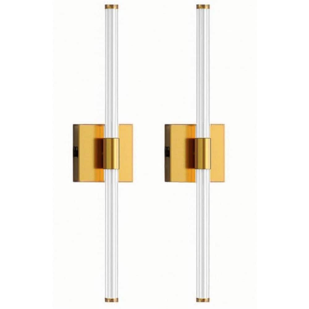 24 in. Gold 1-Light LED Wall Light Set, 3000K Rechargeable Dressing Table Light Strip for Bedroom and Bathroom (2-Pack) price history on PriceWatchPro