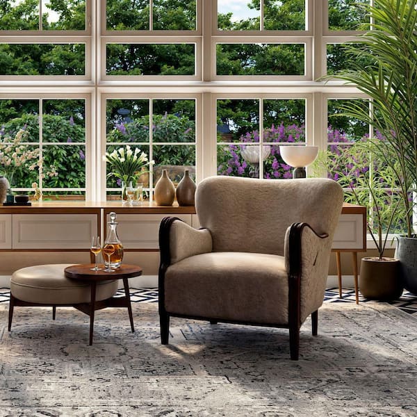Essa Vintage 13 ft. x 15 ft. Light Grey Living Room/Bedroom/Dining Room Area Rug