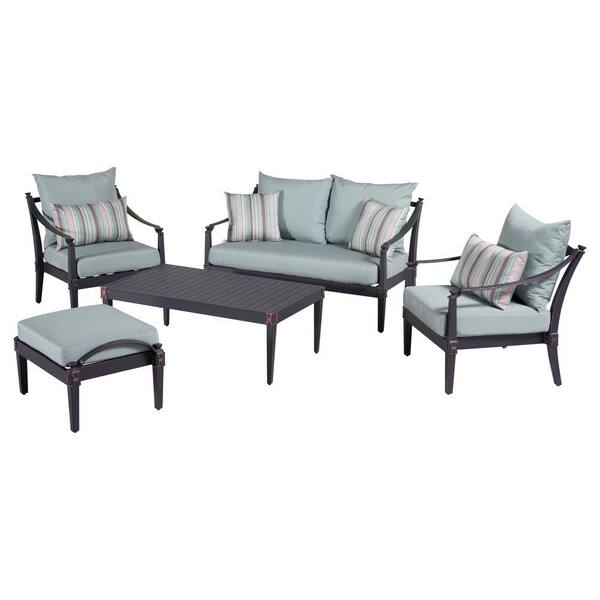 RST Brands Astoria 5-Piece Patio Seating Set with Bliss Blue Cushions