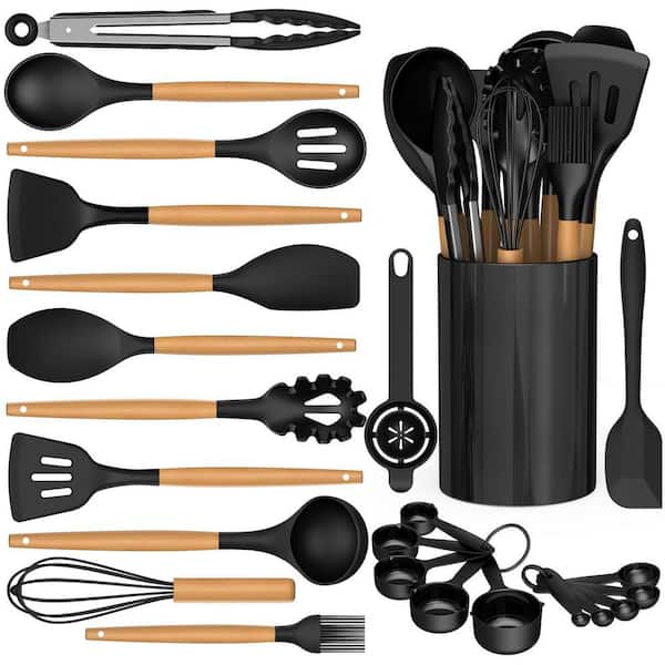 24 Piece Silicone Cooking Cookware Set, AVGPD Silicone Kitchen Utensils, 446°F Heat Resistant Cooking Utensils Set