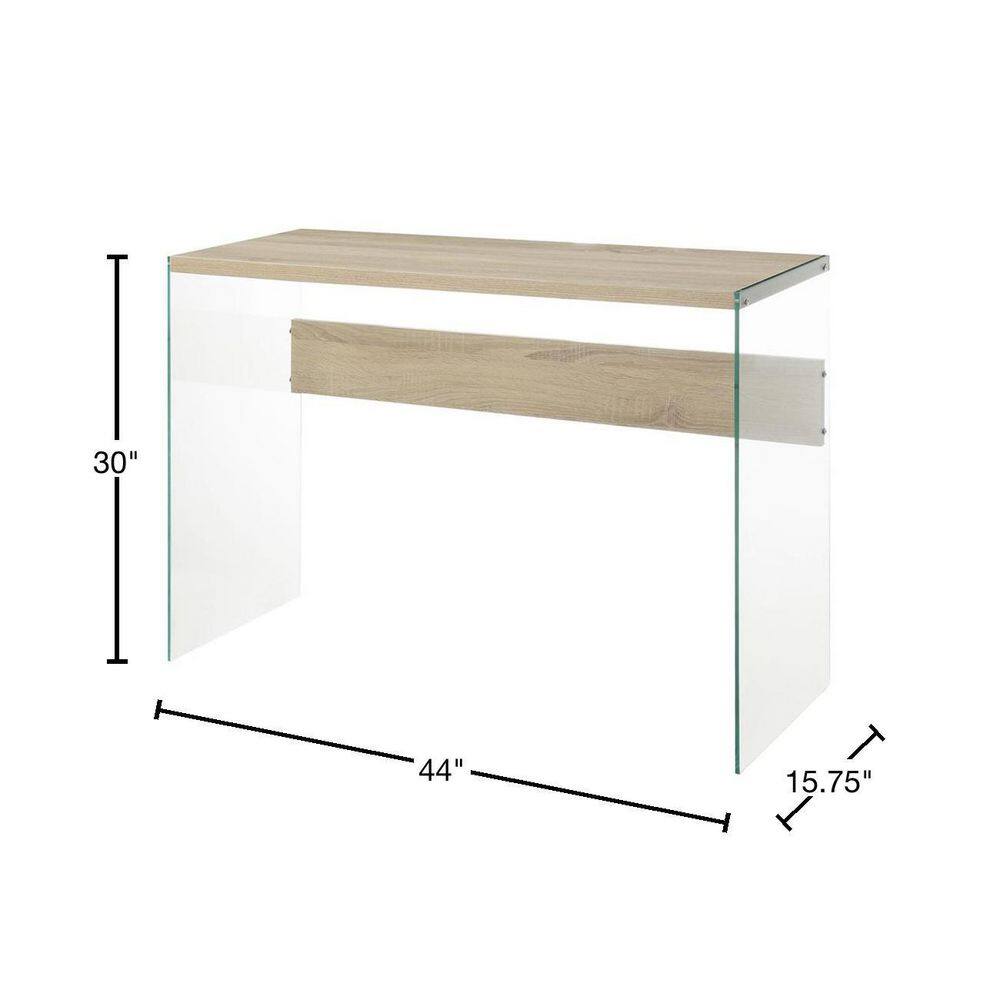Weathered White Glass-Top Console Table with Storage
