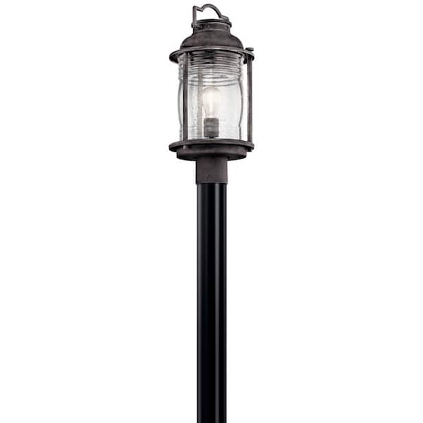KICHLER Ashland 1-Light Weathered Zinc Aluminum Hardwired Waterproof Outdoor Post Light with No Bulbs Included (1-Pack)