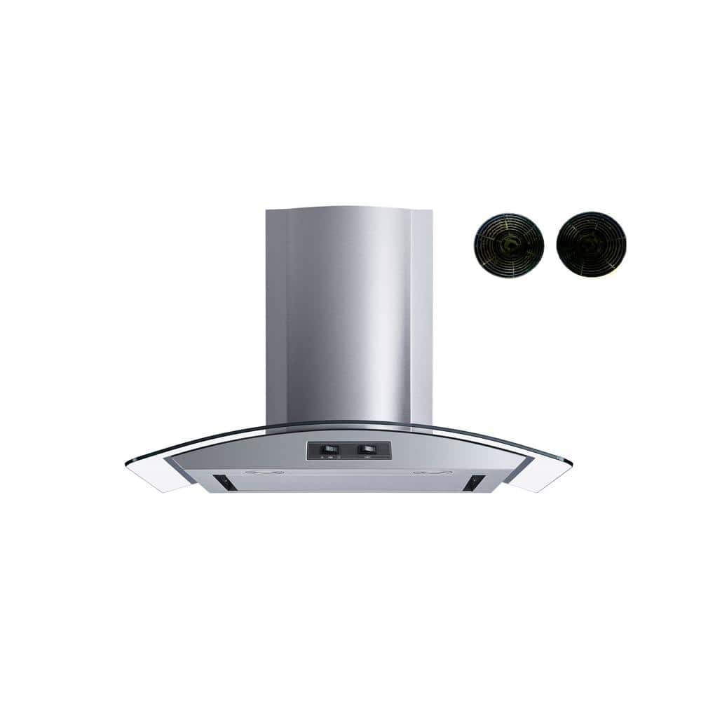 Winflo 30 in. Convertible Wall Mount Range Hood with Mesh and Charcoal Filters and Stainless Steel Panel, Silver