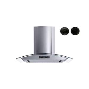 30 in. Convertible Wall Mount Range Hood with Mesh and Charcoal Filters and Stainless Steel Panel